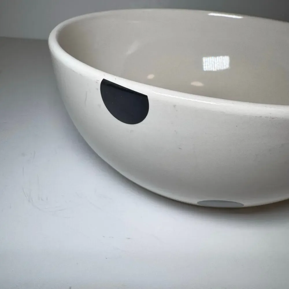 Kate Spade New York Deco Dot Lenox Serving Bowl Ceramic White Black Polka Dot 8